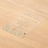 Boho Wildflower Field Wedding Acryl Uitnodigingen (Laagn)