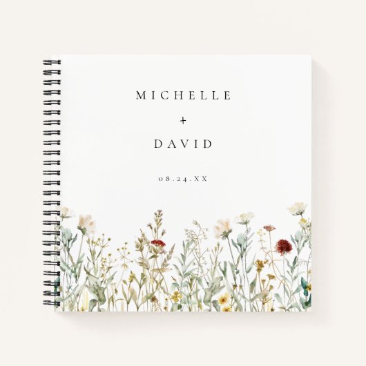 Boho Wildflower Field Wedding Guest Book Notitieboek (Voorkant)