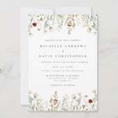 Boho Wildflower Field Wedding Invitation Kaart (Voorkant)