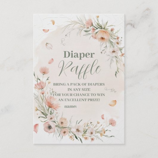 Boho Wildflower Flora Diapper Raffle Informatiekaartje (Voorkant)