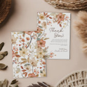 Boho Wildflower Floral Baby shower Dank u kaart