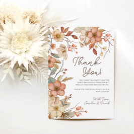 Boho Wildflower Floral Baby shower Dank u kaart