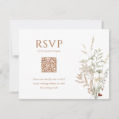 Boho Wildflower Floral Butterfly QR Code Trouwen RSVP Kaartje (Voorkant)