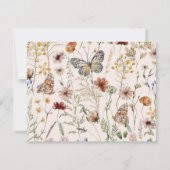 Boho Wildflower Floral Butterfly QR Code Trouwen RSVP Kaartje (Achterkant)