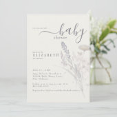 Boho Wildflower Floral Cream Baby shower Kaart (Staand voorkant)