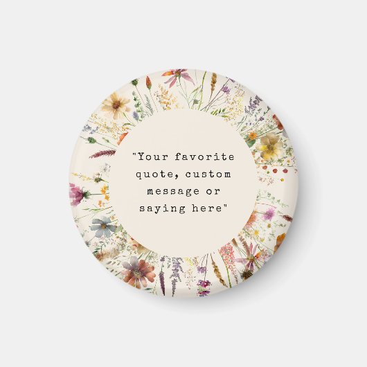 Boho Wildflower Floral Custom Quote Magneet (Voorkant)