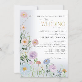 BOHO Wildflower Floral Elegant Waterverf Wedding Kaart