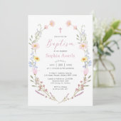 Boho Wildflower Floral Girl Baptism Kaart (Staand voorkant)