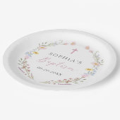Boho Wildflower Floral Girl Baptism Papieren Bordje (Gekanteld)