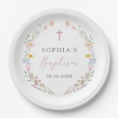 Boho Wildflower Floral Girl Baptism Papieren Bordje (Voorkant)