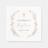 Boho Wildflower Floral Girl Baptism Servet (Voorkant)