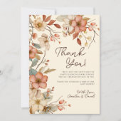 Boho Wildflower Floral Ivoor Baby shower Bedankkaart (Voorkant)