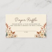 Boho Wildflower Floral Ivoor Diaper Raffle Informatiekaartje (Voorkant)