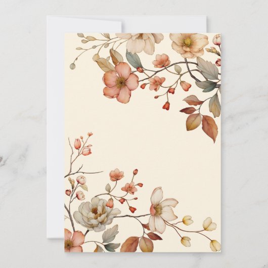 Boho Wildflower Floral Ivory Uitnodiging (Achterkant)