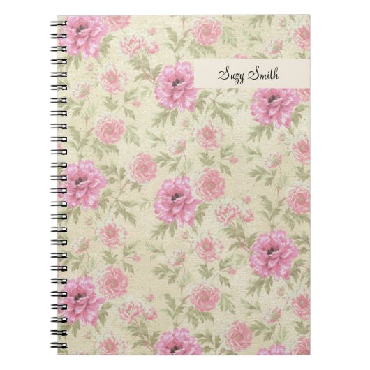 Boho Wildflower Floral Pattern Roos Land Notitieboek (Voorkant)
