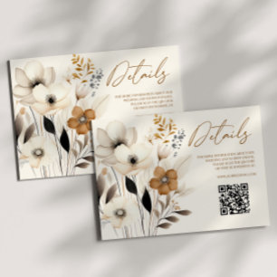 Boho Wildflower Floral QR Code Bruiloft Details Informatiekaartje
