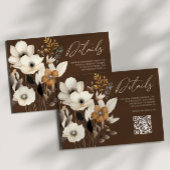 Boho Wildflower Floral QR Code Bruiloft Details Informatiekaartje