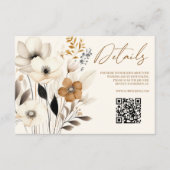 Boho Wildflower Floral QR Code Bruiloft Details Informatiekaartje (Voorkant)