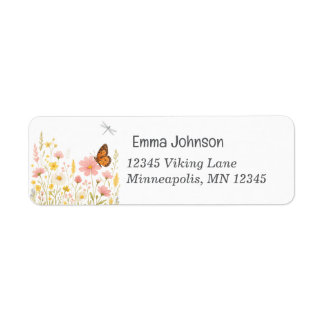 Boho Wildflower Floral Retouradres Etiket