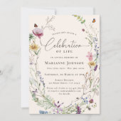 Boho Wildflower Floral viering van het leven Kaart (Voorkant)
