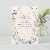 Boho Wildflower Floral viering van het leven Kaart (Staand voorkant)