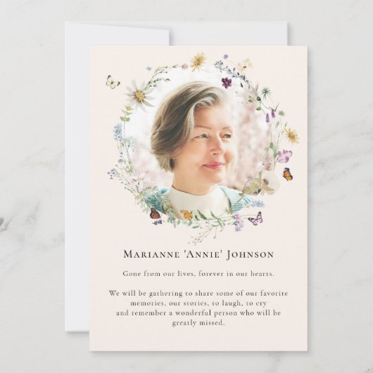 Boho Wildflower Floral viering van het leven Kaart (Achterkant)