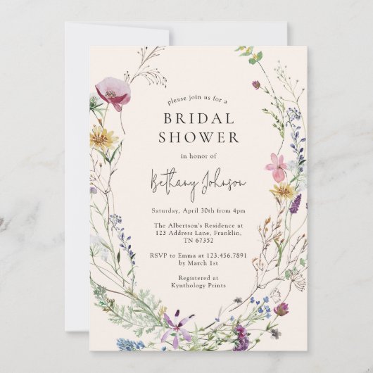 Boho Wildflower Floral Vrijgezellenfeest Kaart (Voorkant)