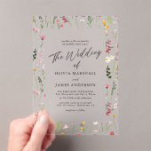 Boho Wildflower Floral Wedding Acryl Uitnodigingen (Insitu (Draagbaar))