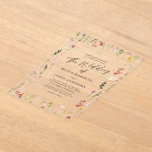 Boho Wildflower Floral Wedding Acryl Uitnodigingen (Laagn)