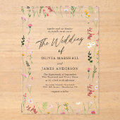 Boho Wildflower Floral Wedding Acryl Uitnodigingen (Voorkant)