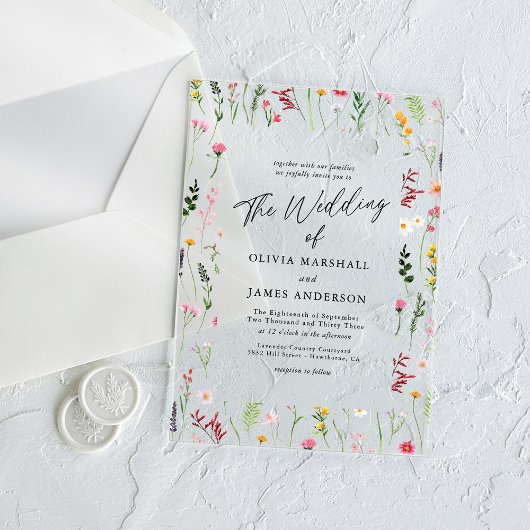 Boho Wildflower Floral Wedding Acryl Uitnodigingen