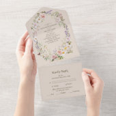 Boho Wildflower Floral Wedding All In One Uitnodiging (Afscheurbaar)