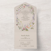 Boho Wildflower Floral Wedding All In One Uitnodiging (Binnen)