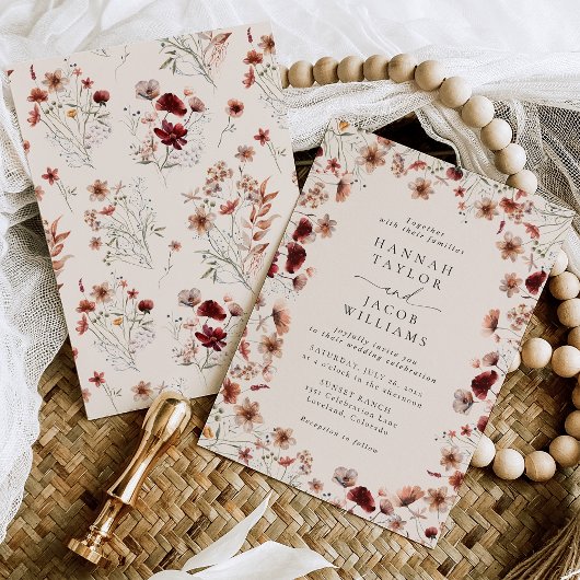 Boho Wildflower Floral Wedding Kaart