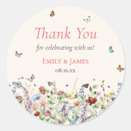 Boho Wildflower Floral Wedding Ronde Sticker
