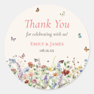 Boho Wildflower Floral Wedding Ronde Sticker