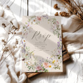 Boho Wildflower Floral Wedding RSVP Kaartje
