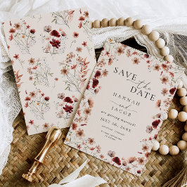 Boho Wildflower Floral Wedding Save The Date
