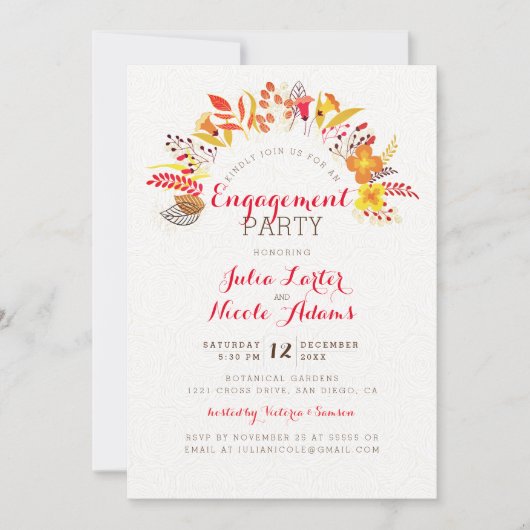 Boho Wildflower Foliage Wedding Engagement Party Kaart (Voorkant)