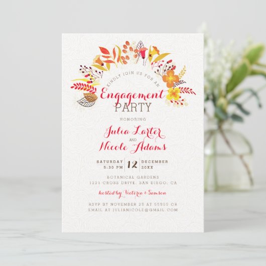 Boho Wildflower Foliage Wedding Engagement Party Kaart (Staand voorkant)