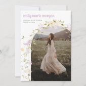 Boho Wildflower Foto Afstudeerfeest Uitnodiging (Voorkant)