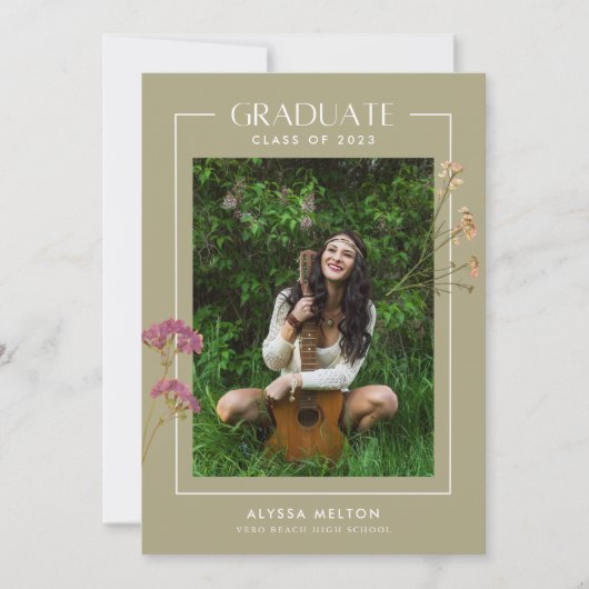 Boho Wildflower Foto Girl Digital Afstuderen (Voorkant)