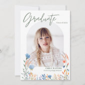 Boho Wildflower Foto Girl Digital Afstuderen Kaart (Voorkant)