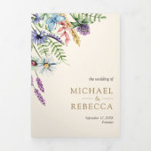 Boho Wildflower Foto in één roam bruiloft Drieluik Uitnodiging (Cover)