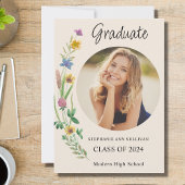 Boho Wildflower Foto Meisje Middelbare School Afst Aankondiging