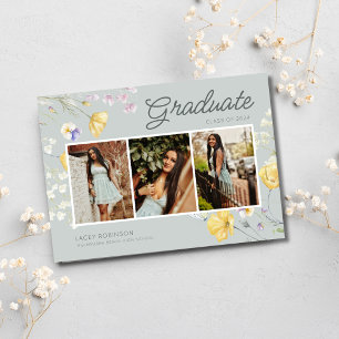 Boho Wildflower Foto Middelbare School Afstudeerfe Kaart