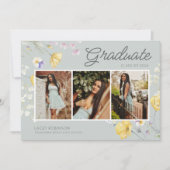 Boho Wildflower Foto Middelbare School Afstuderen Aankondiging (Voorkant)