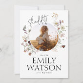 Boho Wildflower Fotoafstudeerfeest Kaart (Voorkant)