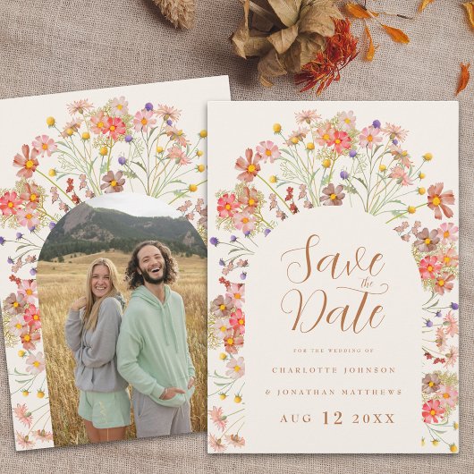 Boho Wildflower Fotoboog bruiloft Save The Date