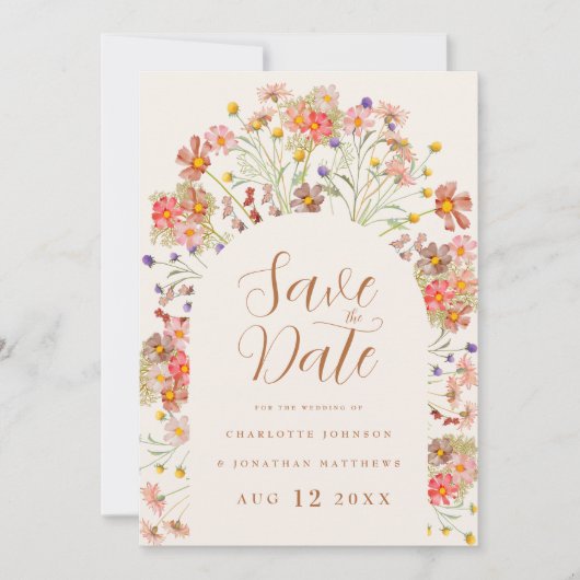 Boho Wildflower Fotoboog bruiloft Save The Date (Voorkant)